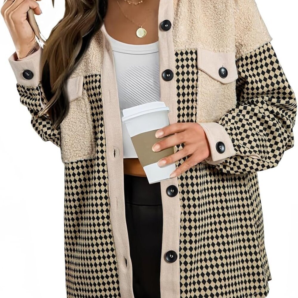 Brand New Women's Shacket - Beige, Large, Casual Fall/Winter Jacket